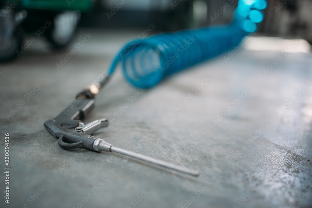 Car service air gun closeup view, nobody Car service air gun closeup view, nobody