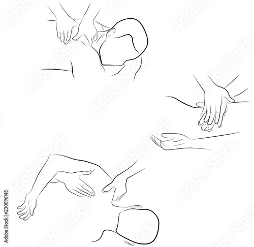 massage techniques. correct execution of the massage. vector illustration.