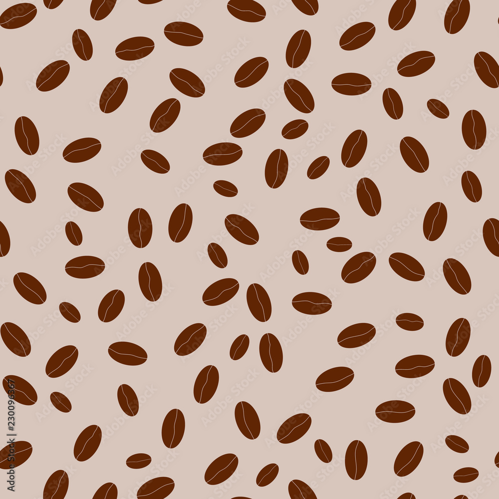 Coffee beans seamless pattern. Brown seeds of coffee vector background. Coffee beans seamless pattern. Brown seeds of coffee vector background.