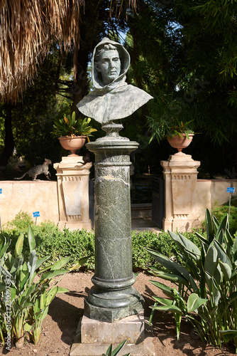 Palermo, Italy - September 06, 2018 : View of Bernardino da Ucria statue in Palermo Botanical Gardens photo