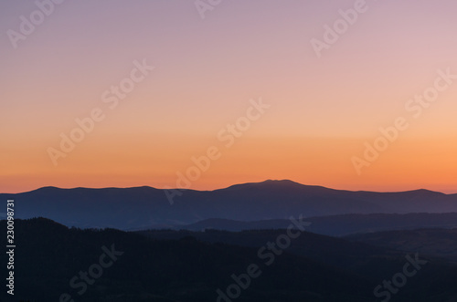 Sunset in the Carpathian Mountains in the autumn season © thaarey1986