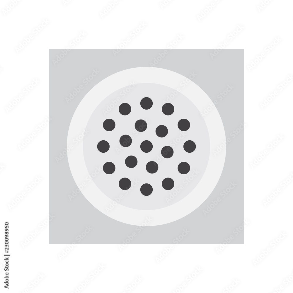 Drain hole, metallic sink drain, isolated on white background, vector illustration. Drain hole, metallic sink drain, isolated on white background, vector illustration.