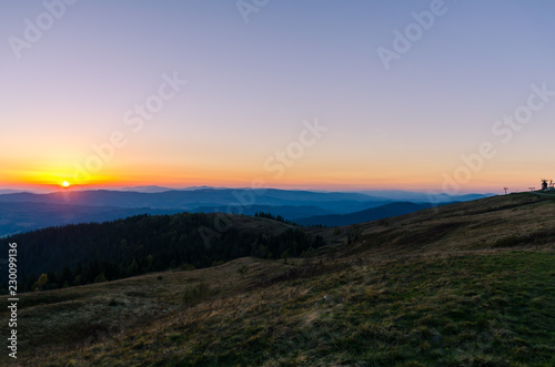 Sunset in the Carpathian Mountains in the autumn season © thaarey1986