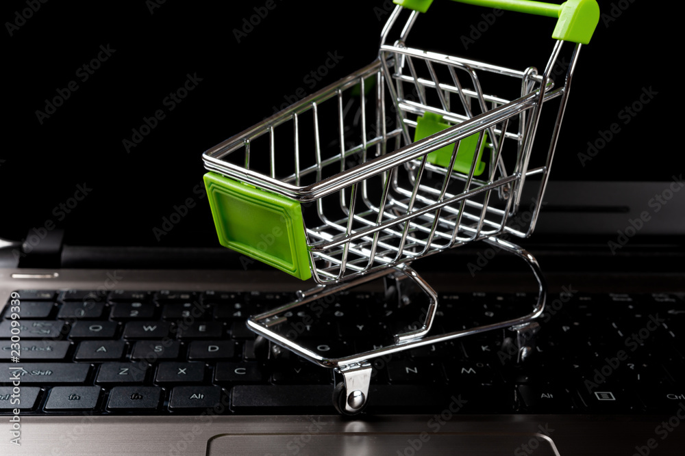 shopping cart on a laptop