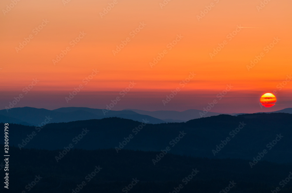Sunset in the Carpathian Mountains in the autumn season Sunset in the Carpathian Mountains in the autumn season