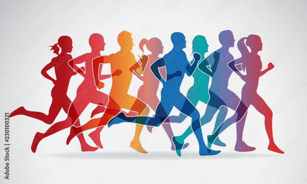Fototapeta Marathon runners vector theme