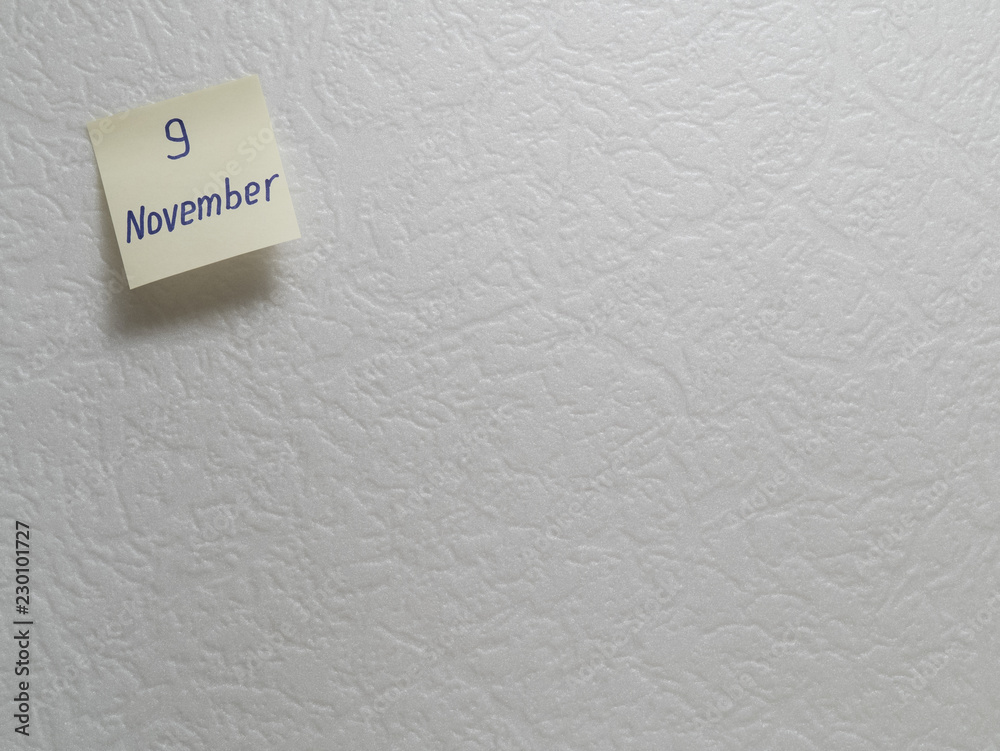 November 9, calendar date sticky note November 9, calendar date sticky note