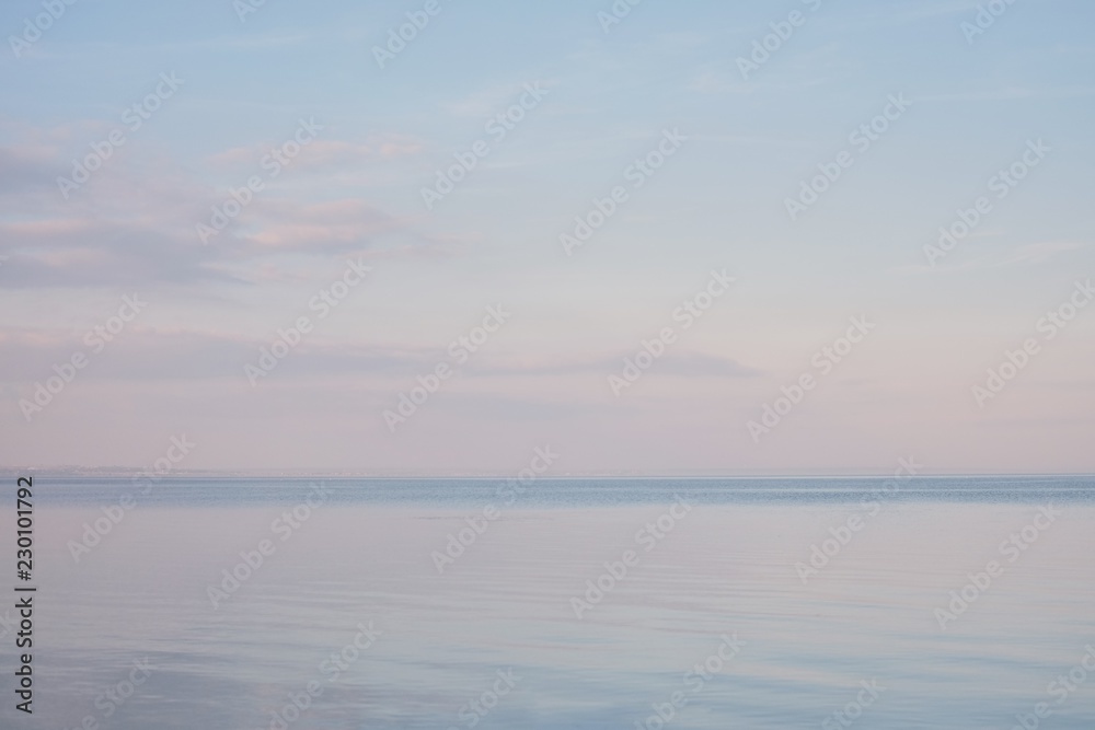 Blue sky landscape without clouds spreading on the sea