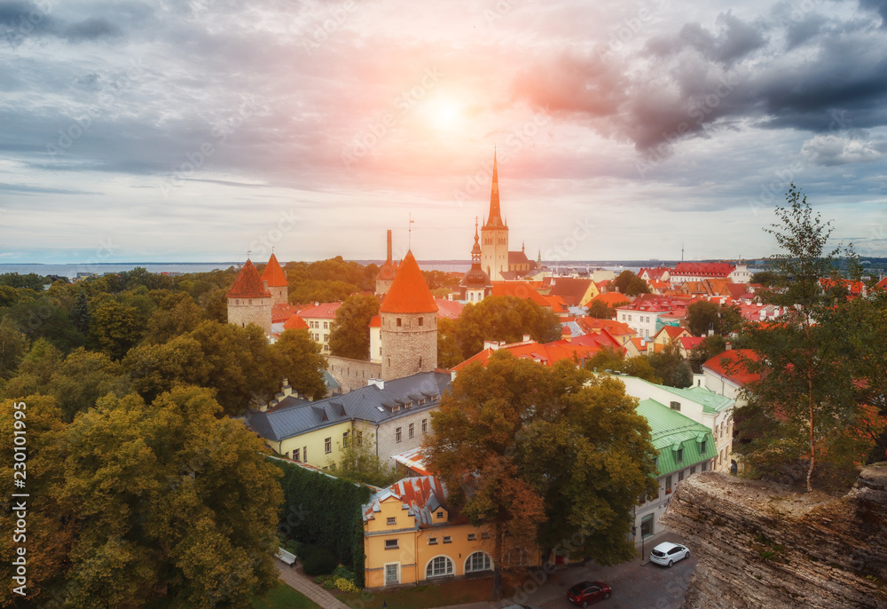 Cityscape of Tallinn, Estonia with Medieval Old Town at the autumn sunny day Cityscape of Tallinn, Estonia with Medieval Old Town at the autumn sunny day