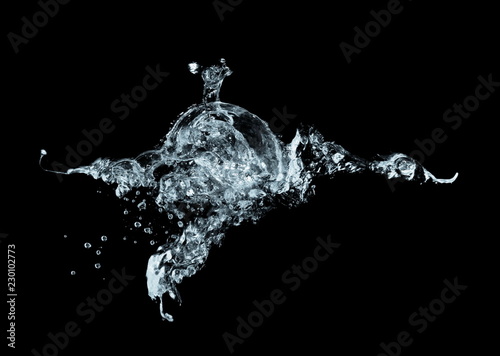 water splash with drops isolated on black background © dule964