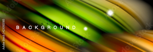 Mixing color waves on black, liquid flowing shapes