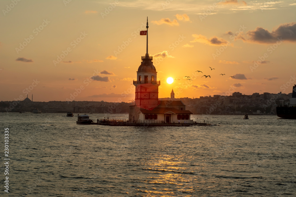 Maiden's Tower or Kiz Kulesi located in the middle of Bosporus, Istanbul Maiden's Tower or Kiz Kulesi located in the middle of Bosporus, Istanbul
