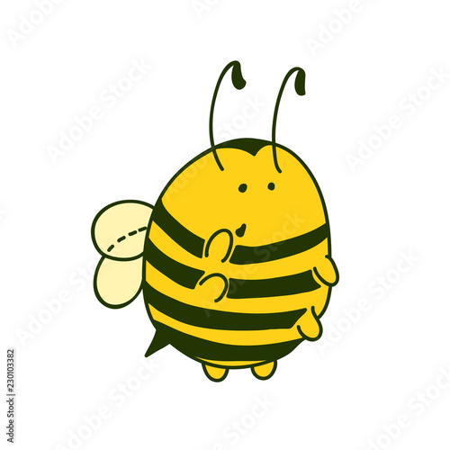 Colorful Cute little Bumblebee ink hand drawn sketch vector illustration. Surprised bumblebee. Bee icon. Print art sketch bees. Bee sign isolated on white background illustration