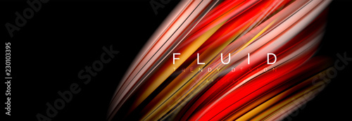 Mixing color waves on black, liquid flowing shapes