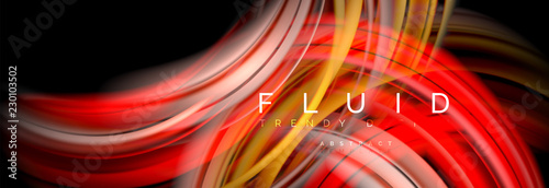 Mixing color waves on black, liquid flowing shapes