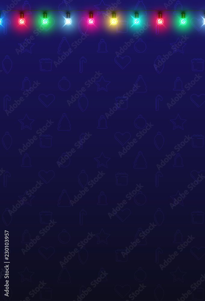 Blue background with decorative lanterns for Christmas and New Year design.