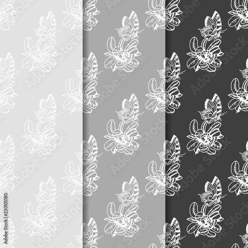 Wallpaper Mural seamless pattern with flowers and butterflies Torontodigital.ca