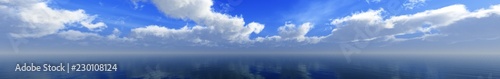 Panorama of clouds over the sea, seascape with clouds over the water, 