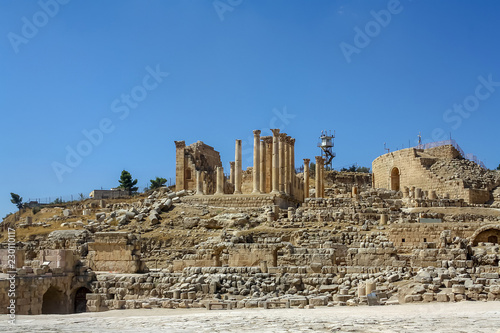 Ruins of the ancient temple of Jerash - Jordan