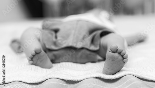 Closeup of a newborn baby feet