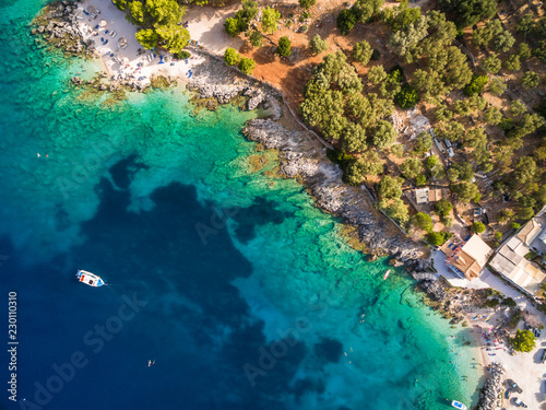 Fototapeta Naklejka Na Ścianę i Meble -  Aerial  view of  Agios Nikolaos city  in Zakynthos (Zante) island, in Greece