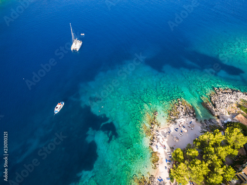 Aerial view of Agios Nikolaos city in Zakynthos (Zante) island, in Greece