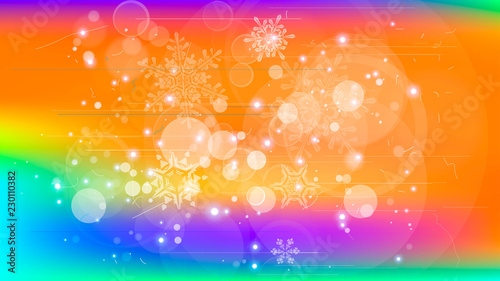 Snowflakes and festive lights - vector background with beautiful snowflakes that merrily shine and shimmer in color space