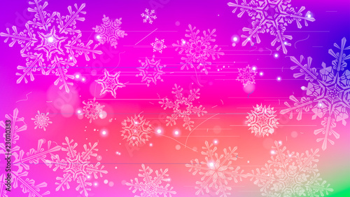 Snowflakes and festive lights - vector background with beautiful snowflakes that merrily shine and shimmer in color space