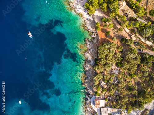 Aerial view of Agios Nikolaos city in Zakynthos (Zante) island, in Greece