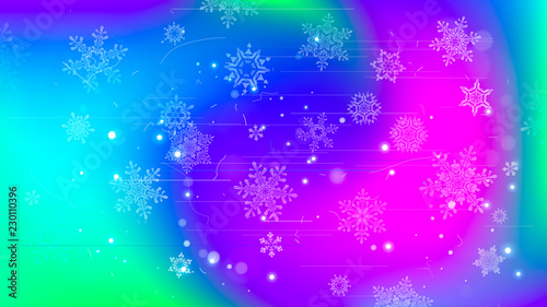 Snowflakes and festive lights - vector background with beautiful snowflakes that merrily shine and shimmer in color space