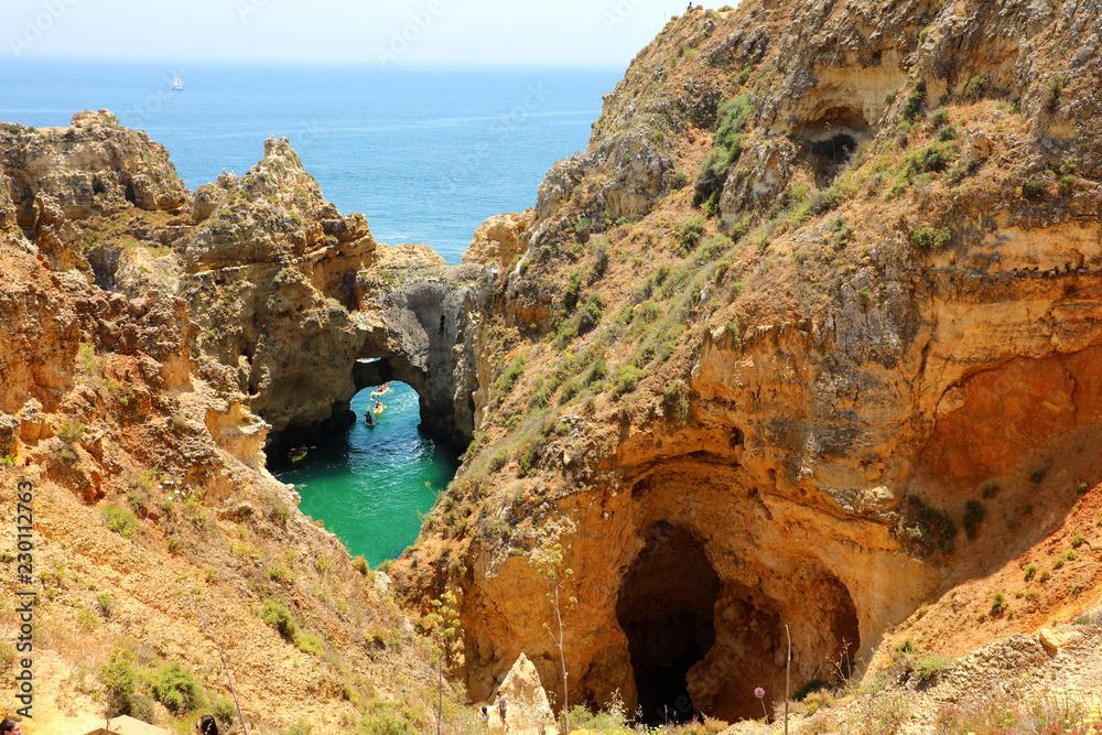 Beautiful view on cliffs of Ponta da Piedade, Lagos, Algarve region, Portugal