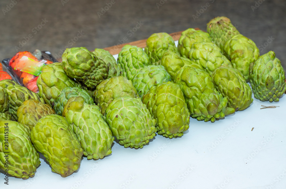 Fruit of the Count. Custard apple Beautiful green appetizing. 