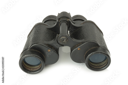 binoculars old. dirty. isolated on white background