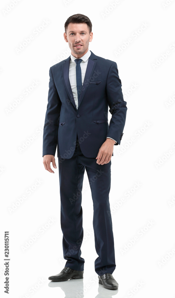 Full-length portrait of business man with hands crossed, isolated. Full-length portrait of business man with hands crossed, isolated.