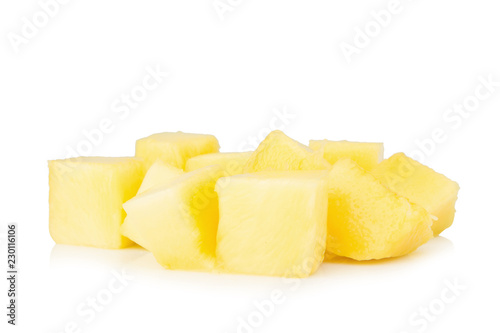 mango cube slice isolated on white background