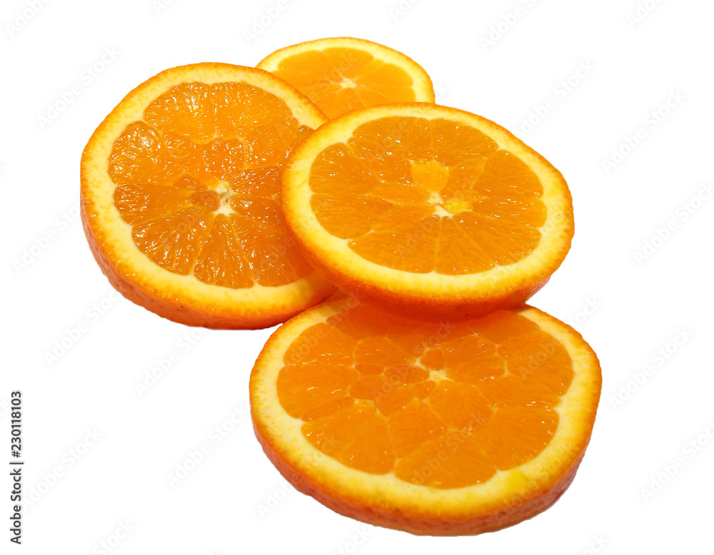 slices of orange on white background slices of orange on white background
