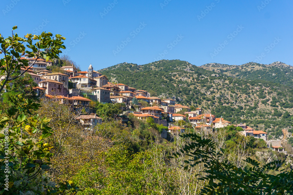 Dimitsana village, a popular winter destination in mountainous Arcadia in Peloponnese, Greece