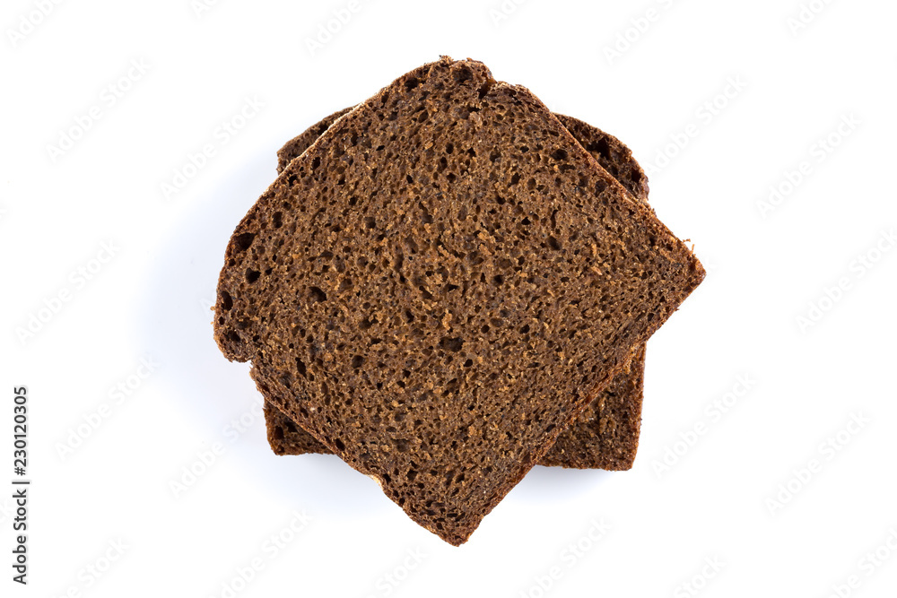 Rye bread slices isolated on white background Rye bread slices isolated on white background