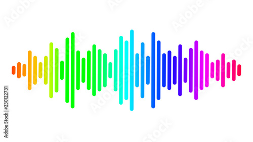 Multicolor Sound wave with imitation of sound. Audio identification technology. Vector illustration.