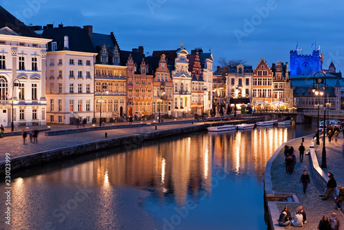 old town of gent at night