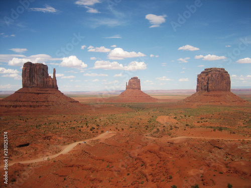 Landscape monument valley  USA  against blue sky with clouds