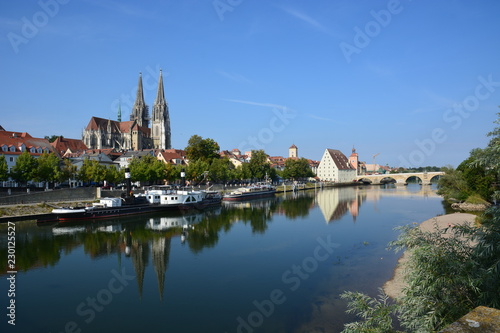 View in the historical town of Regensburg, Germany, Bavaria