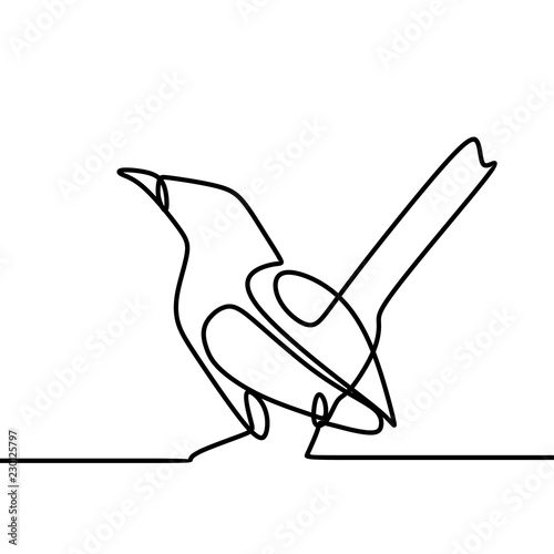 Bird drawing vector using continuous single one line art style isolated on white background.