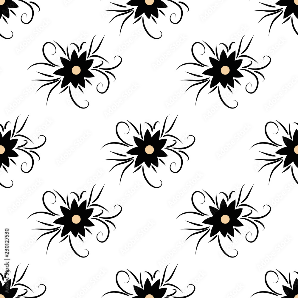 Floral seamless pattern with flowers on white background. Vector illustration. Floral seamless pattern with flowers on white background. Vector illustration.