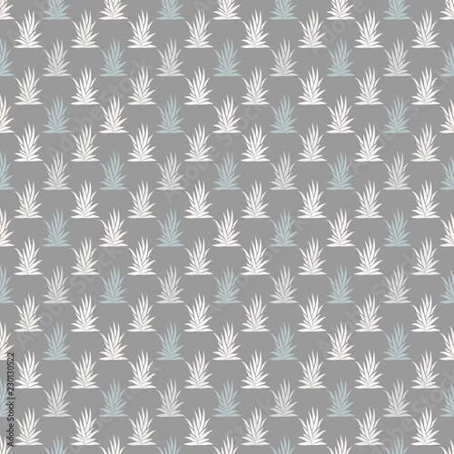 Seamless pattern with tropical succulent plants. Vector illustration.