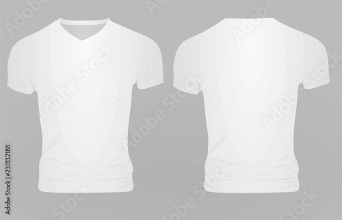 White v neck t shirt. vector illustration