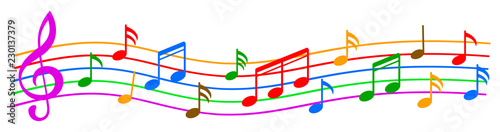Music notes, colorful group musical notes – stock vector