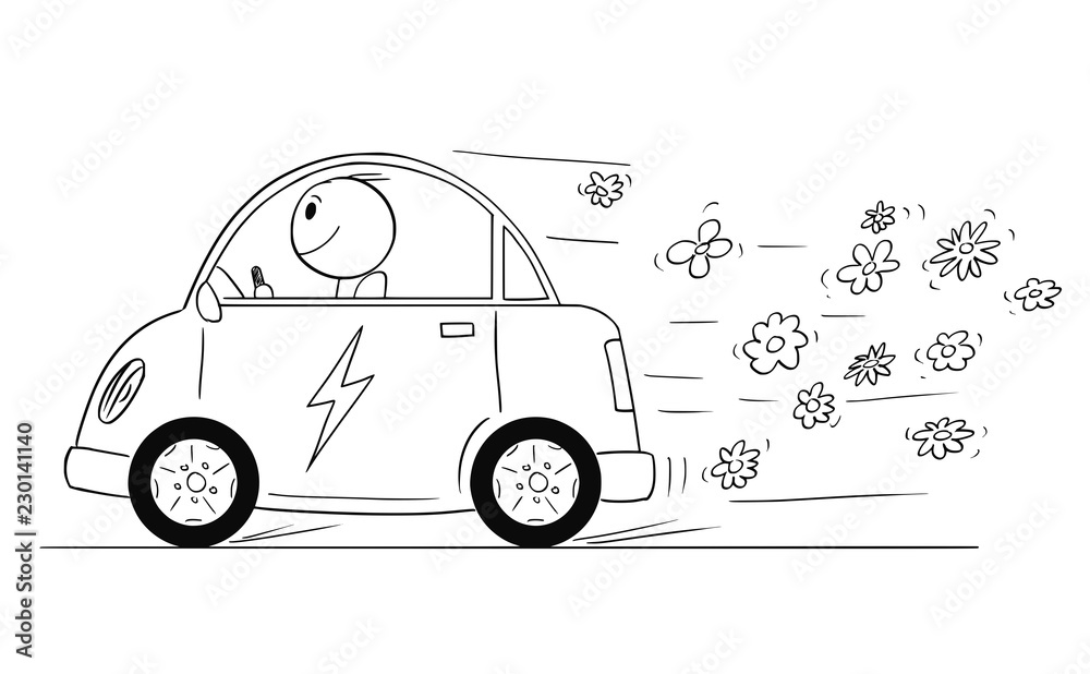 Electric car sketch on a white background Vector Image