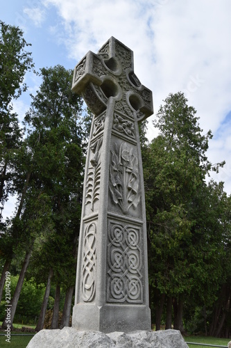 Celtic cross in country cemetery