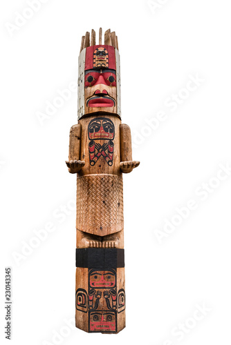 Totem pole with tribal carvings for the northwest